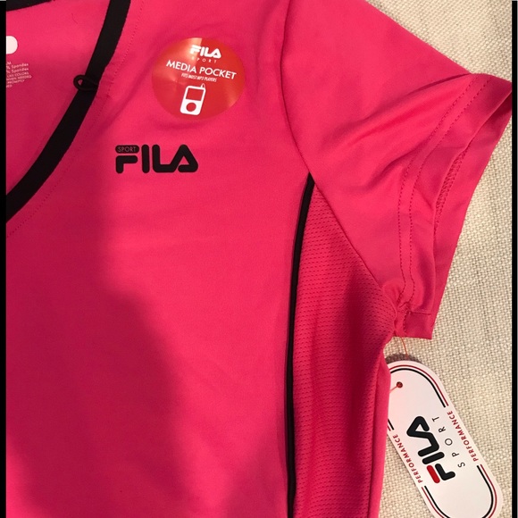 NWT Fila v neck pink running shirt - Picture 2 of 4